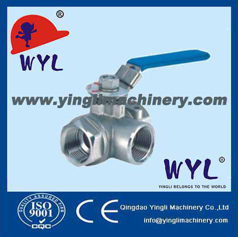 stainless steel screwed three-way ball valve